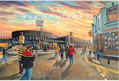 Vicarage Road Stadium 'Going to the Match' Fine Art Print - Watford FC